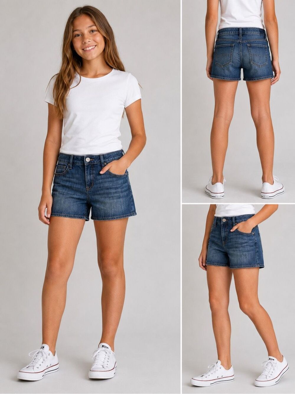 Gap Kids 1969 Denim Shorts Girls Sz 14 Regular Blue Cotton Adjustable Waist